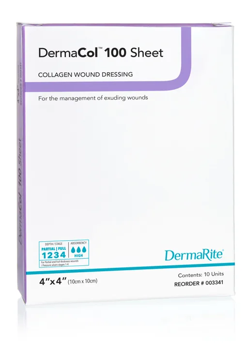 Dermarite DermaCol Collagen Matrix Wound Dressing, 4" x 4"