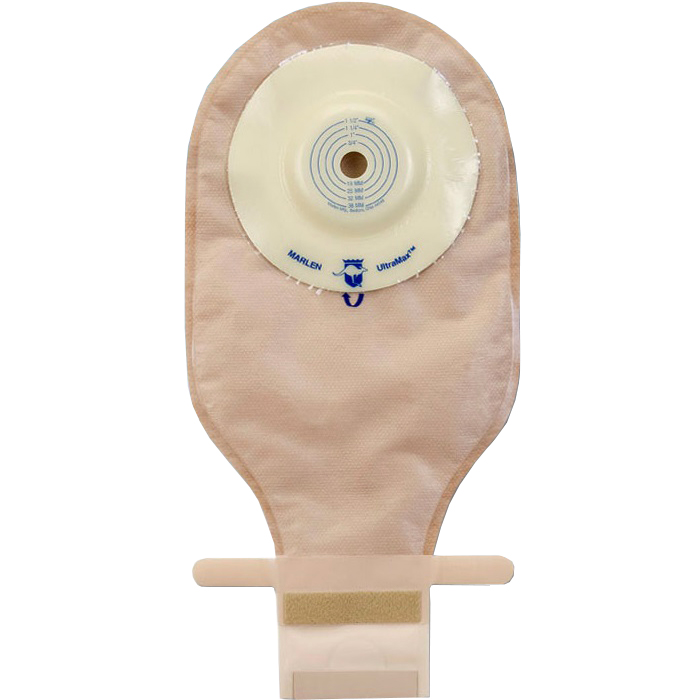 Marlen UltraMax Drainable Pouch, Flat, One-Piece, Cut-to-Fit Stoma, with Opaque Backing