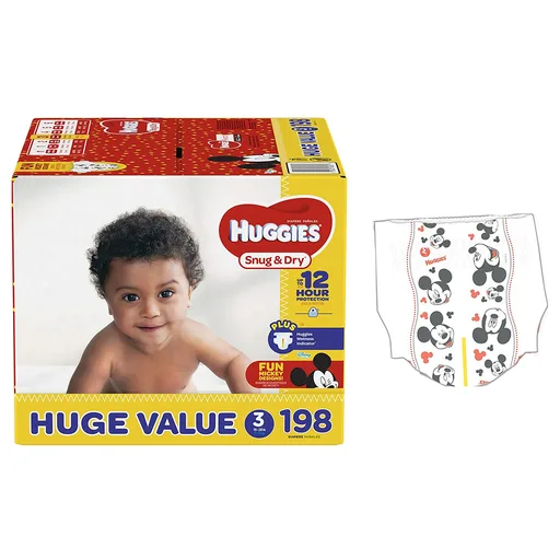 HUGGIES® Snug and Dry™ Baby Diaper, Size 3, Huge Pack, 198 Count