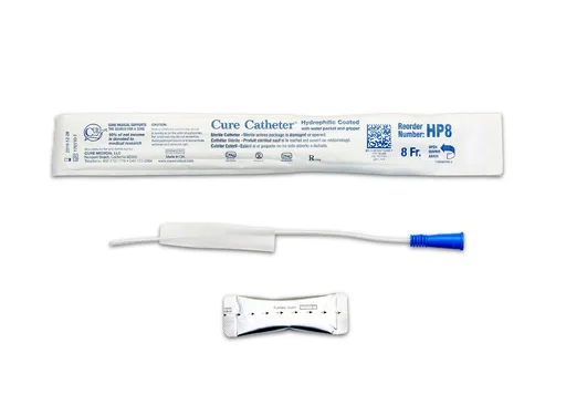 Cure Medical Hydrophilic Cure Catheter, 10” Pediatric, Straight Tip, 8 FR