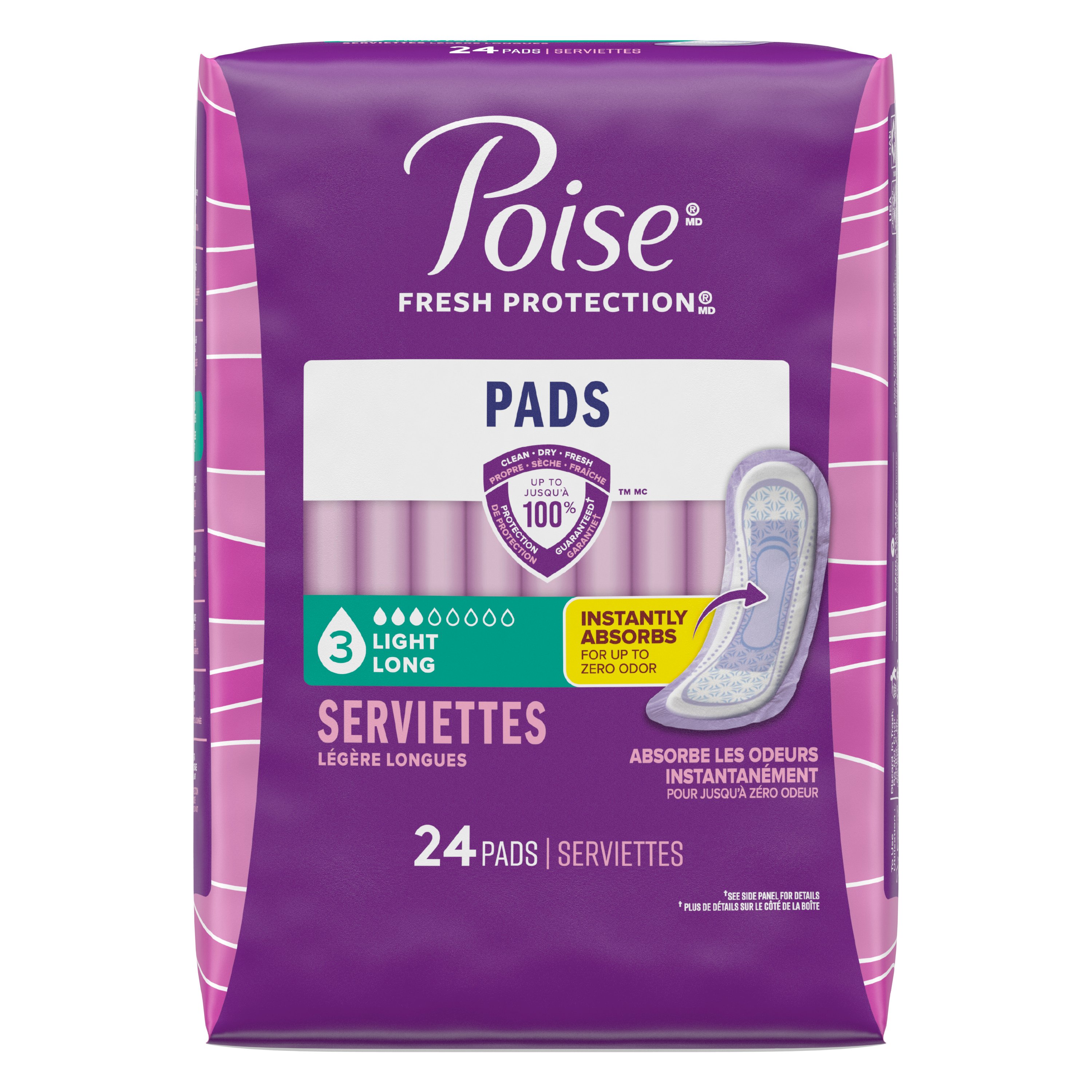 Kimberly Clark Poise Original Incontinence Pads, Light Absorbency, Long Length, 10.87"