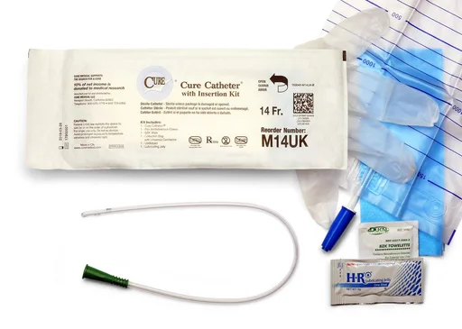 Cure Medical Pocket Catheter Kit, Male, 16” Straight Tip, 14 FR
