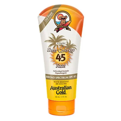 Australian Gold Sheer Coverage Sunscreen Lotion, SPF 45, Faces, 3 oz