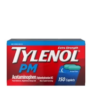 Johnson & Johnson Tylenol PM Pain Relief Calpet, 150 Count
