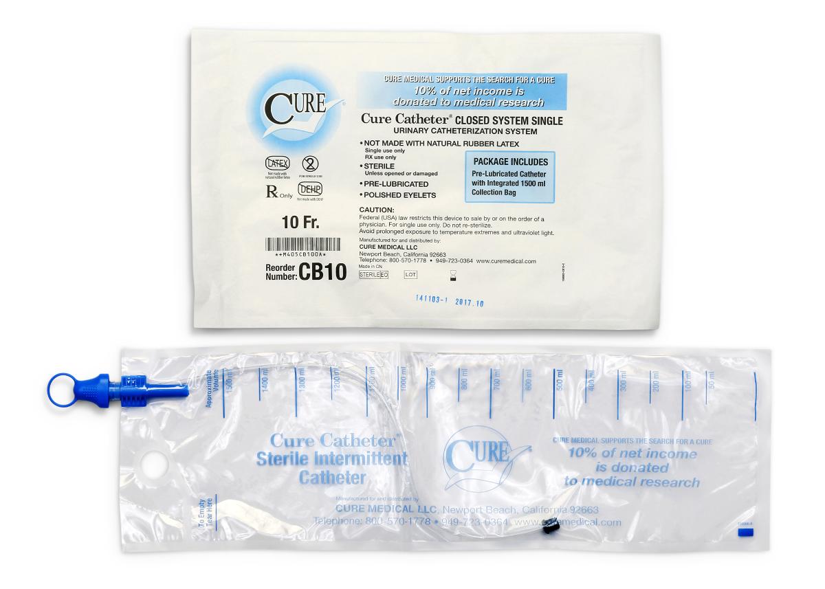 Cure Catheter® Single, Closed System, Unisex, Straight Tip, 10 FR