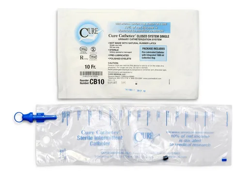 Cure Catheter® Single, Closed System, Unisex, Straight Tip, 10 FR