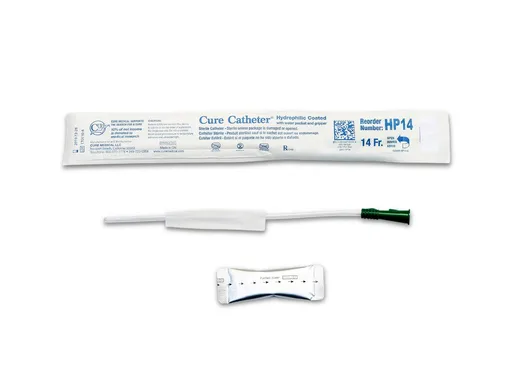 Cure Medical Hydrophilic Cure Catheter, 10” Pediatric, Straight Tip, 14 FR
