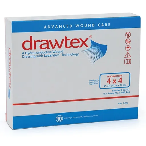 Drawtex Hydro-Conductive Dressing with LevaFiber, 4" x 4"