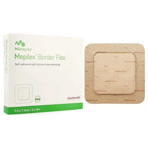 Mepilex Border Flexible Self-Adherent Absorbent Bordered Foam Dressing, 3" x 3"