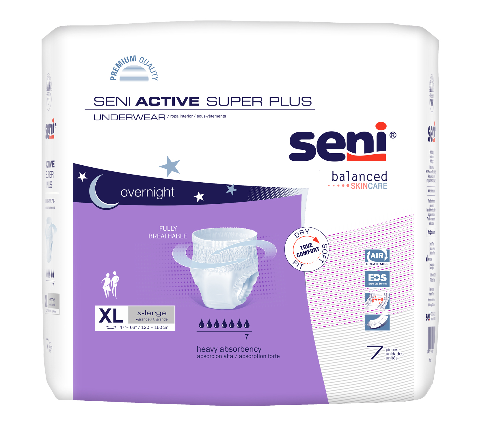 TZMO Seni Active Super Plus Pull-On Underwear, Extra Large, 7 Count - 47" - 63"