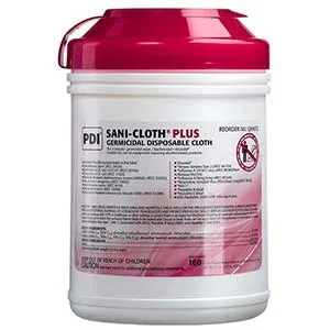 Pdi Sani-cloth Plus Germicidal Disposable Wipes, 6" x 6-3/4", Large