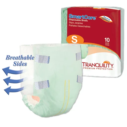 Tranquility® SmartCore™ Disposable Brief, Small (24" - 32"), Green
