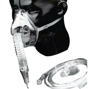 Salter Labs Percent-O2-Lock Air Entrainment System Transparent, with Humidity Cup, 7Ft Oxygen Supply Tube and Mask, Elastic Headstrap