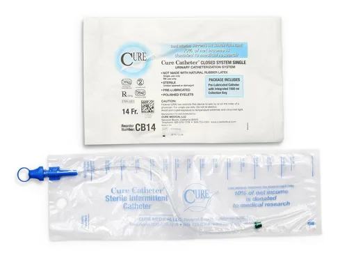 Cure Catheter® Single, Closed System, Unisex, Straight Tip, 14 FR