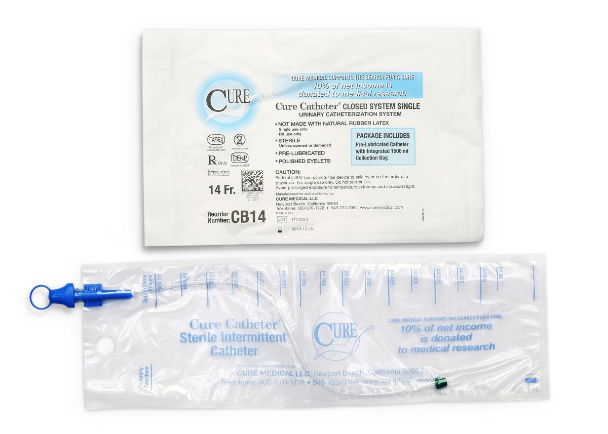 Cure Catheter® Single, Closed System, Unisex, Straight Tip, 14 FR