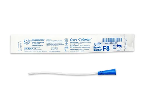 Cure Catheter Uncoated, Single, Female, 6” Straight Tip, 8 FR