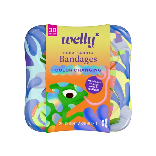 Welly Assorted Flex Fabric Adhesive Bandages, Colorchange, 30 ct