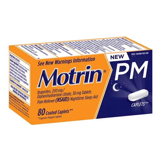 Johnson & Johnson Motrin PM Pain Relief Calpet, Coated; 80 Count