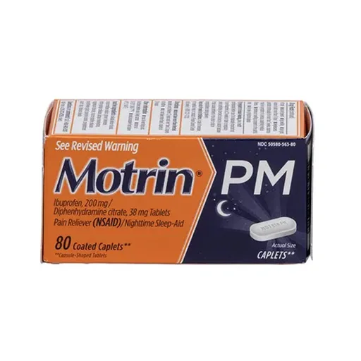 Johnson & Johnson Motrin PM Pain Relief Calpet, Coated; 80 Count