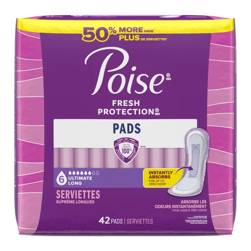 Poise Ultimate Absorbency Pad, Bulk Pack, Long Length