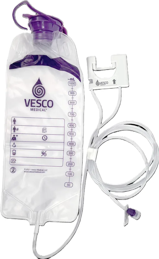 1000mL Bag Q Pump Feed Set with ENFit Connector - PVC