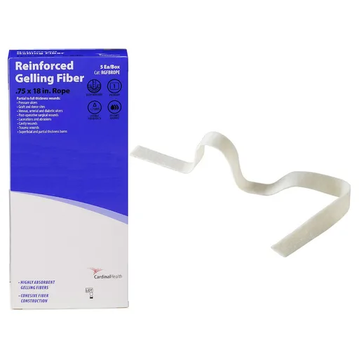 Cardinal Health Reinforced Gelling Fiber Dressing, 0.75" x 18" Rope