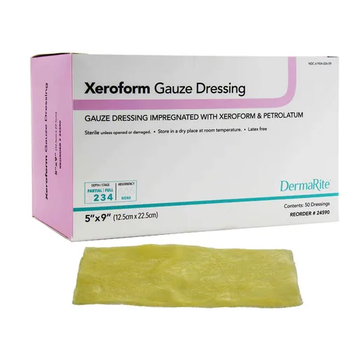 Dermarite Xeroform Gauze Wound Dressing, 5" x 9"