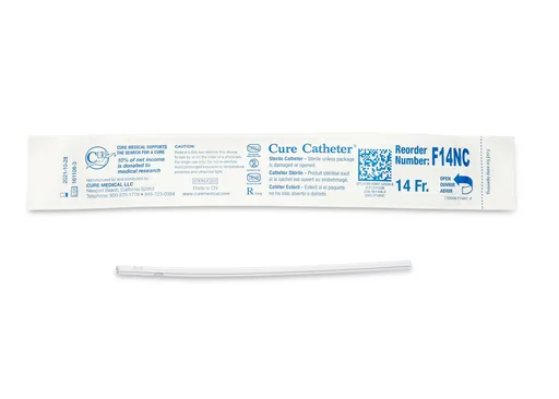 Cure Catheter Uncoated, Female, 6" Straight Tip, 14 FR
