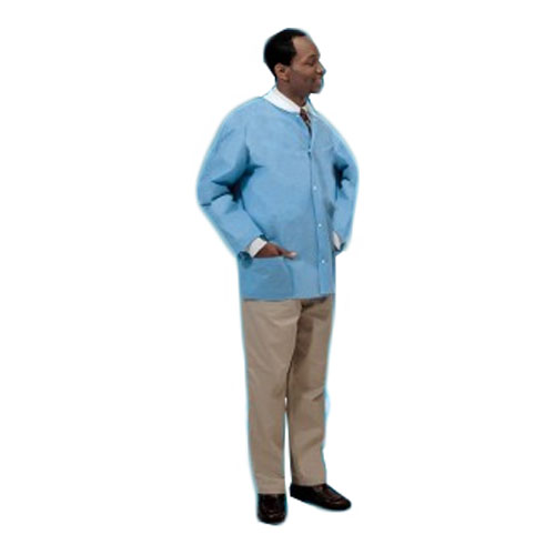 Cardinal Health Convertors Lab Coat, with Traditional Collar, Medium, Blue