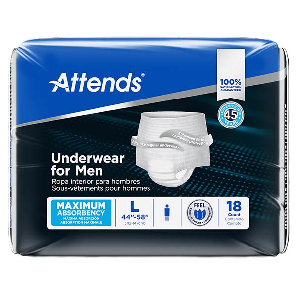 Attends Maximum Men's Underwear, Large, 18 ct
