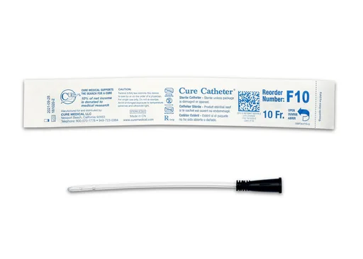 Cure Catheter Uncoated, Single, Female, 6” Straight Tip, 10 FR