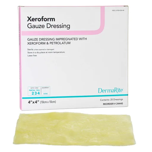 Dermarite Xeroform Gauze Wound Dressing, 4" x 4"