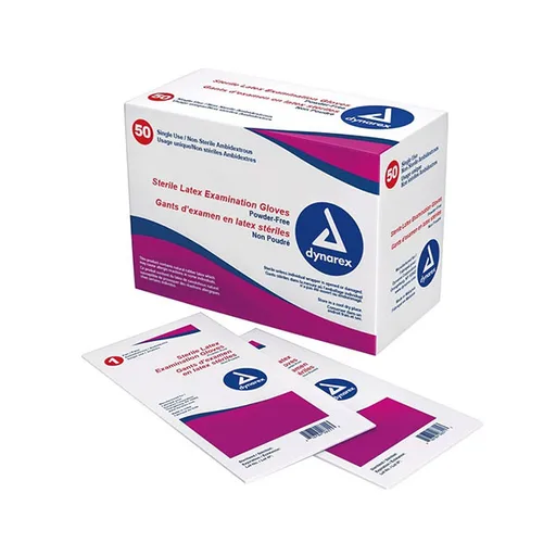 Dynarex Exam Glove, Powder-Free, Sterile, Latex, 3mil Thick, Large