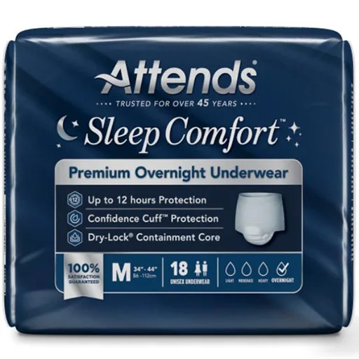Attends Sleep Comfort Premium Overnight Underwear, Medium