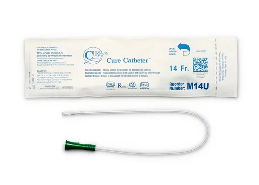 Cure Medical Pocket Catheter, Single, Male, 16” Straight Tip, 14 FR