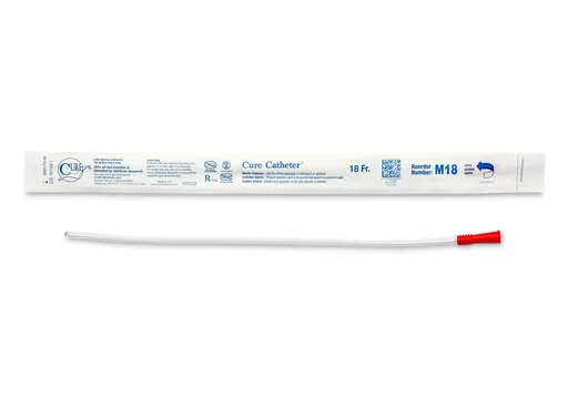 Cure Catheter Uncoated, Single, Male, 16” Straight Tip, 18 FR