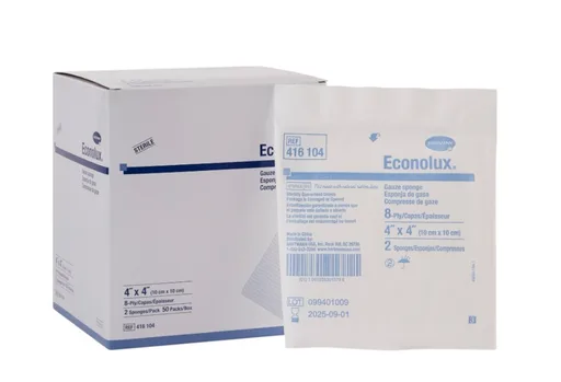 Econolux Sterile Gauze Sponge 2's - 8-Ply, 4" x 4"