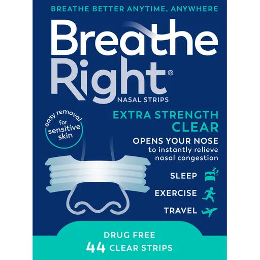 Breathe Right Clear Nasal Strips, Extra Strength, 44 ct