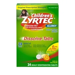 Children's Zyrtec 10mg Dissolve Tabs, Citrus Flavor, 24 ct