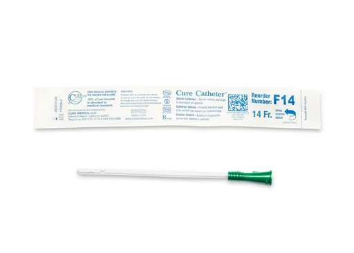 Cure Catheter Uncoated, Single, Female, 6” Straight Tip, 14 FR