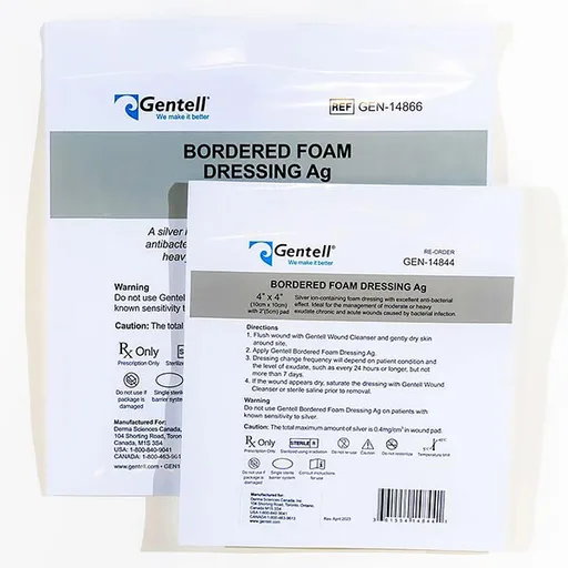 Gentell Bordered Foam Ag Dressing, 6" x 6"