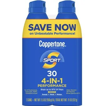 Beiersdorf Coppertone Sport Continuous Spray, SPF 30, Twin Pack