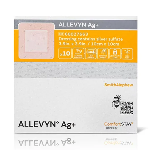 ALLEVYN Ag+ Foam Dressing, 4" x 4"