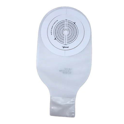 Gentell 1-Piece Drainable Pouch, Clear, With Adhesive, 13/80mm