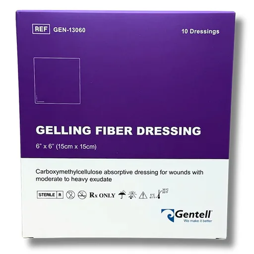 Gentell Gelling Fiber Dressing Ag, 6" x 6"