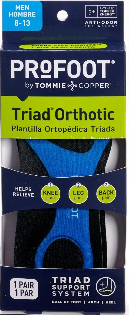 Profoot Triad Orthotic Insoles for Men, Pair
